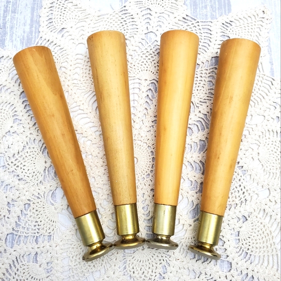 Hardwood Round Tapered Chair Table Stool Leg Set of 4 - Picture 2 of 13